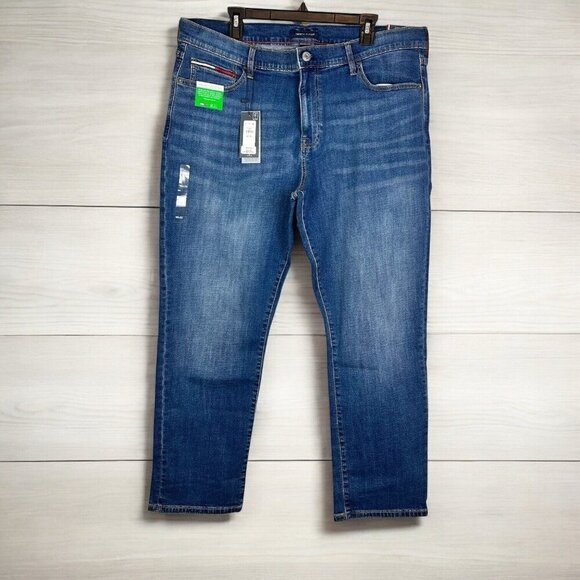 Tommy Hilfiger Men’s Straight Fit Stretch Jeans Size 40 x 30 Blue Dark Wash NWT - Picture 2 of 11